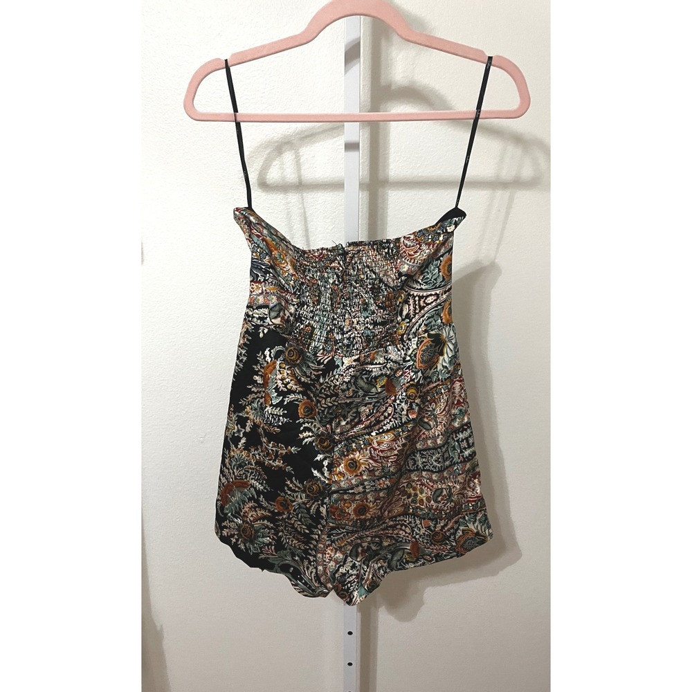 NWT Lulus Bohemian Perfection Black Boho Floral Strapless Tasseled Romper Medium - Picture 6 of 7